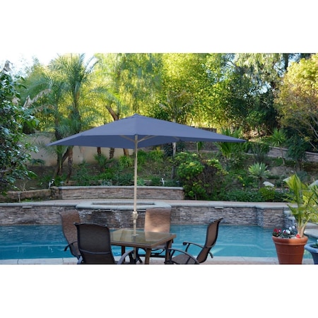 Propation 6.5 x 10 ft. Aluminum Patio Market Umbrella Tilt with Crank - Blue Fabric & Grey Pole PR1081279